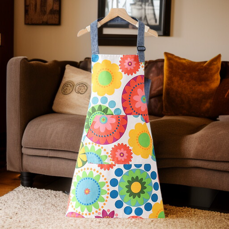 Delantal de cocina de algodón con estampado floral