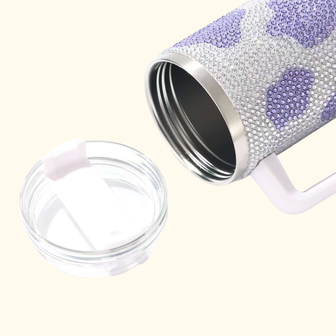 ダイヤモンド付き車用厚手ステンレス保温カップ二重構造