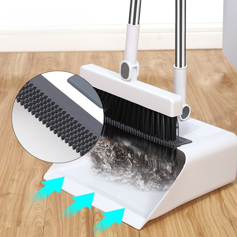Foldaway Soft-Bristle Broom and Dustpan Set