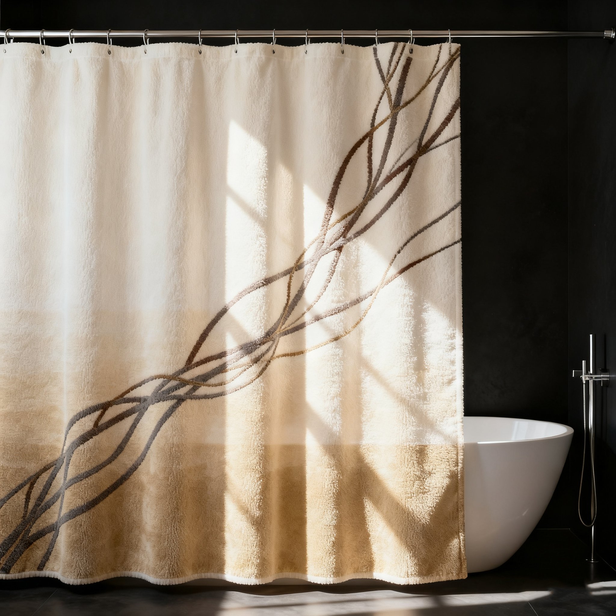 レトロ風バスルームカーテン（9枚セット）