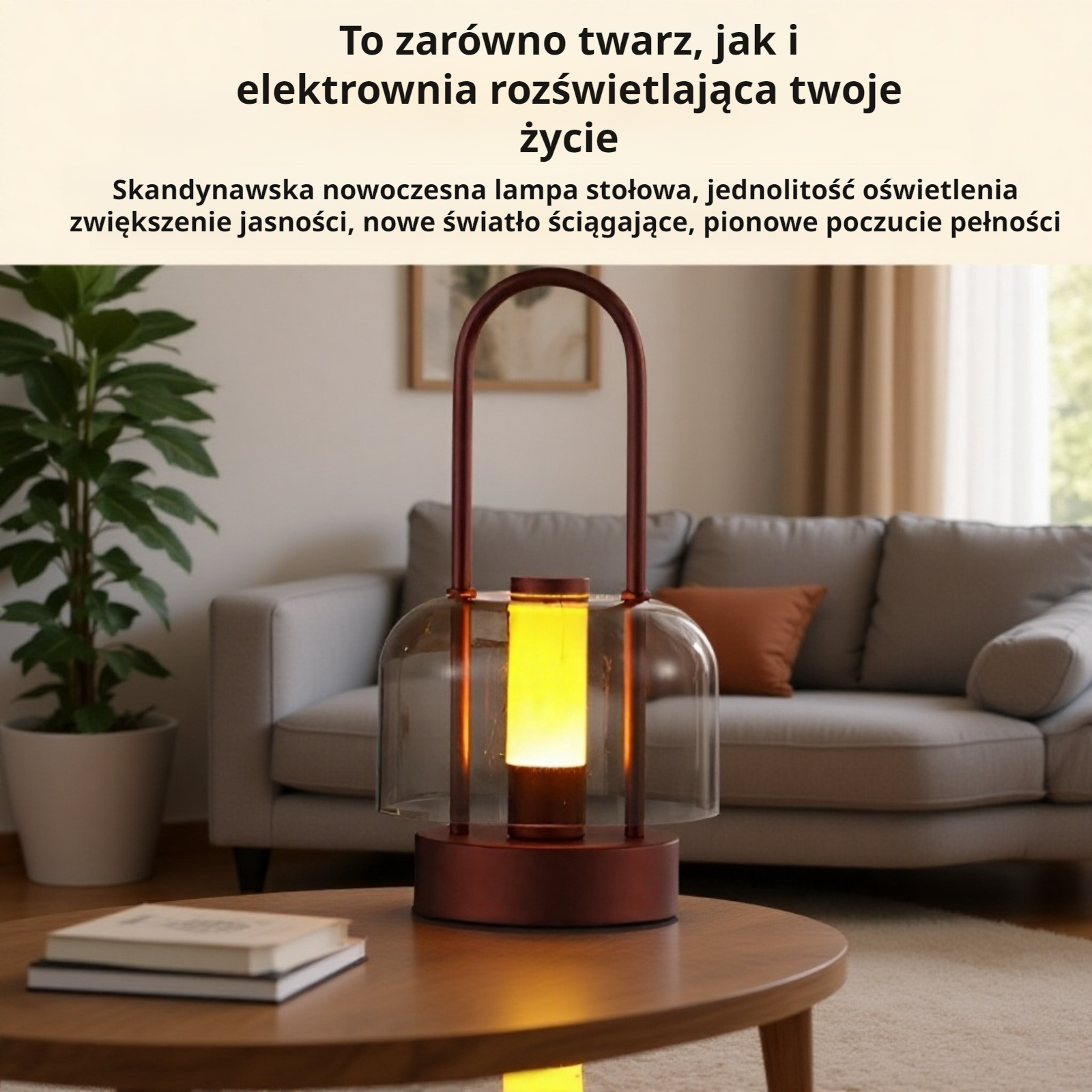 Nowoczesna lampka nordycka w minimalistycznym wnętrzu