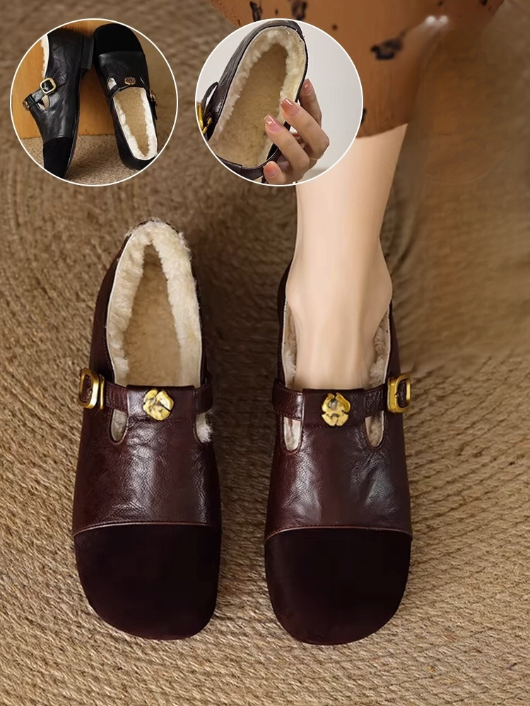 카멜리아 모티브 레트로 뒤 보아 신발