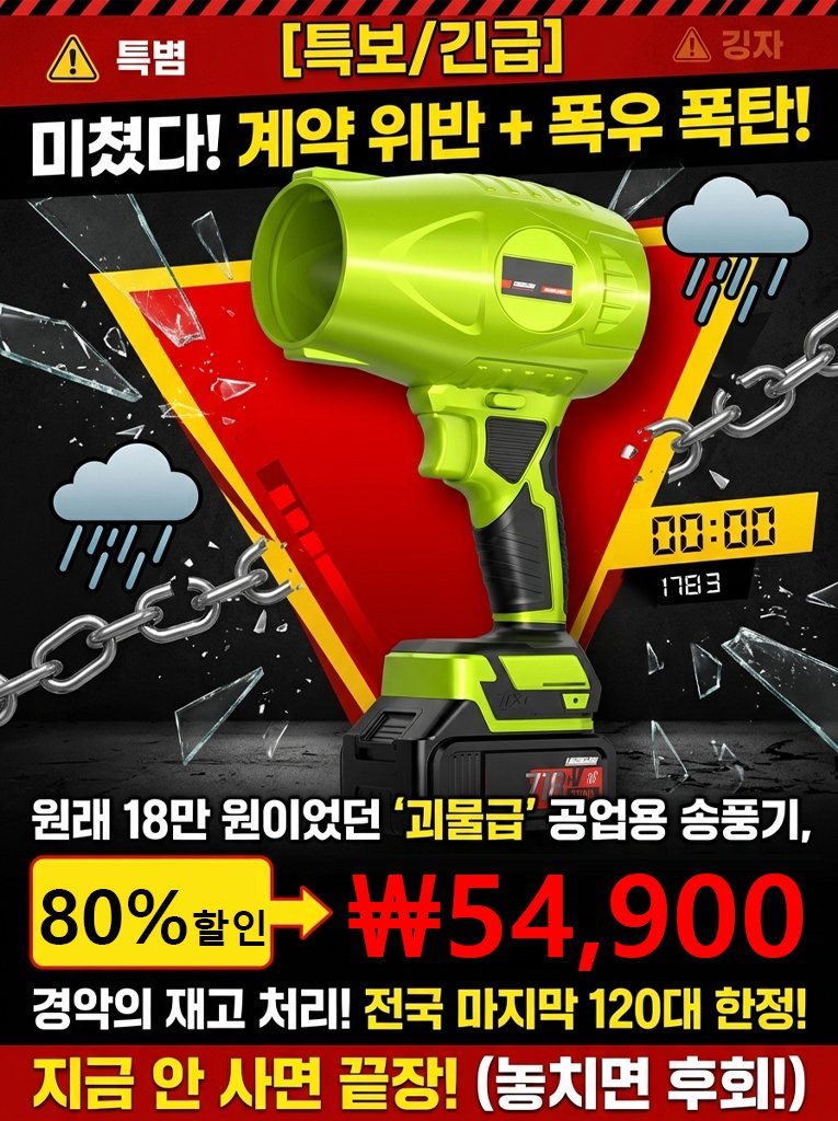 강력 무선 먼지·눈 제거 터보 리튬 배터리 송풍기