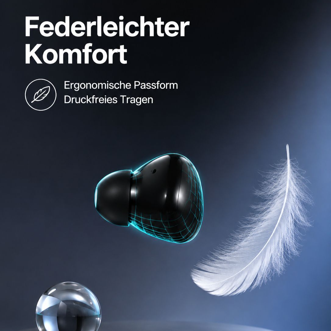 Bluetooth 5.3 Halb In-Ear Kopfhörer, Aktive Geräuschunterdrückung