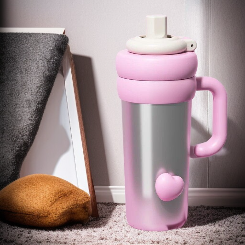 كوب حراري من الفولاذ المقاوم للصدأ 316 مع شفاط للبنات، سعة كبيرة وكوب سيراميك رائع