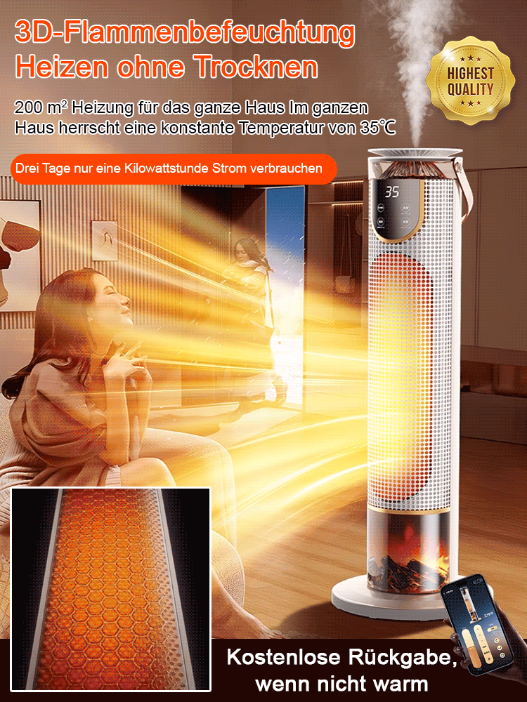 3 Tage nur 1 kWh: Heizer mit Echtholz-Optik, Luftbefeuchter & Display