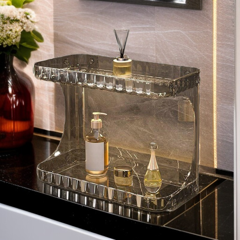Modern Double-Tier Vanity Shelf for Bathroom – Skincare & Makeup Organizer