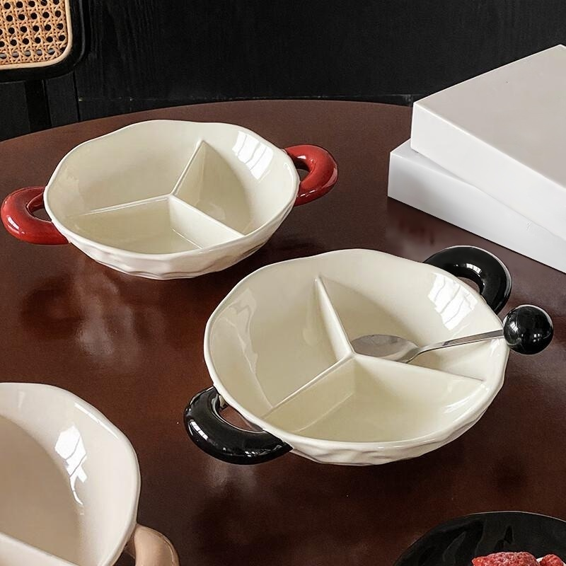 Simple Style Ceramic Separated Breakfast Plate Tableware