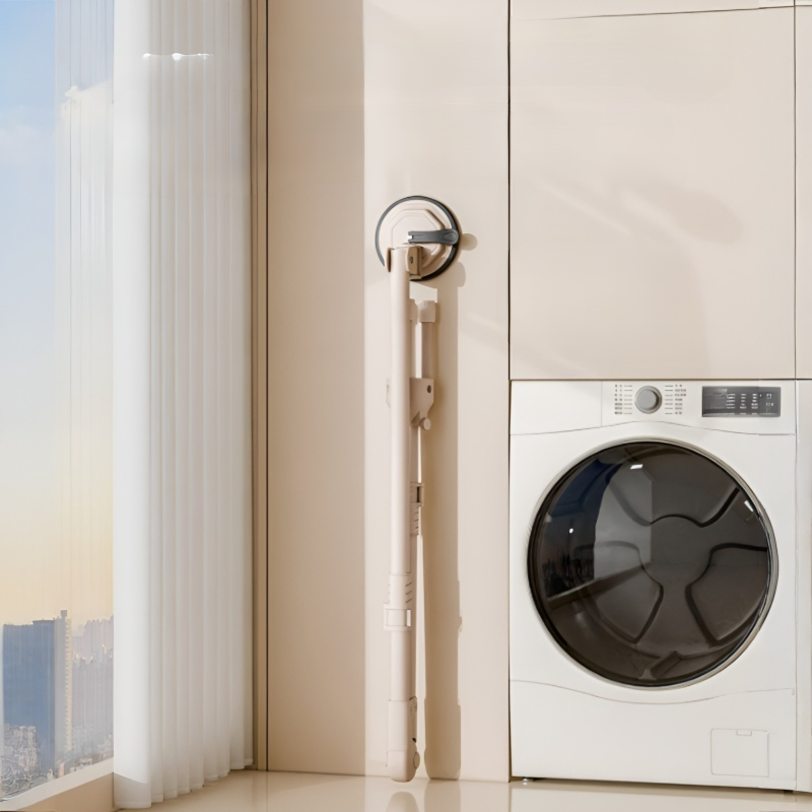 適合租房使用的免打孔壁掛式室內晾衣架，可折疊