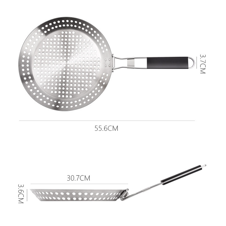 ด้ามจับพับได้ พร้อมแผ่นย่างบาร์บีคิวแบบกลวง
