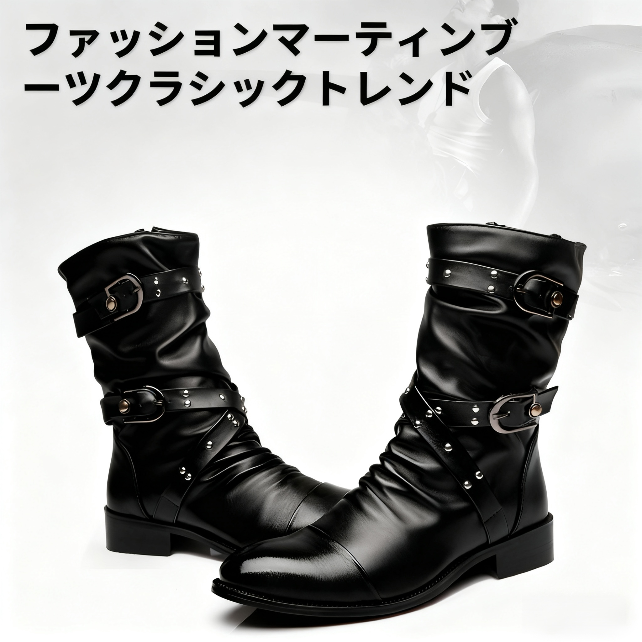 トレンドマーティンブーツ 中筒スタイリッシュ裏起毛保温レザーブーツ メンズ