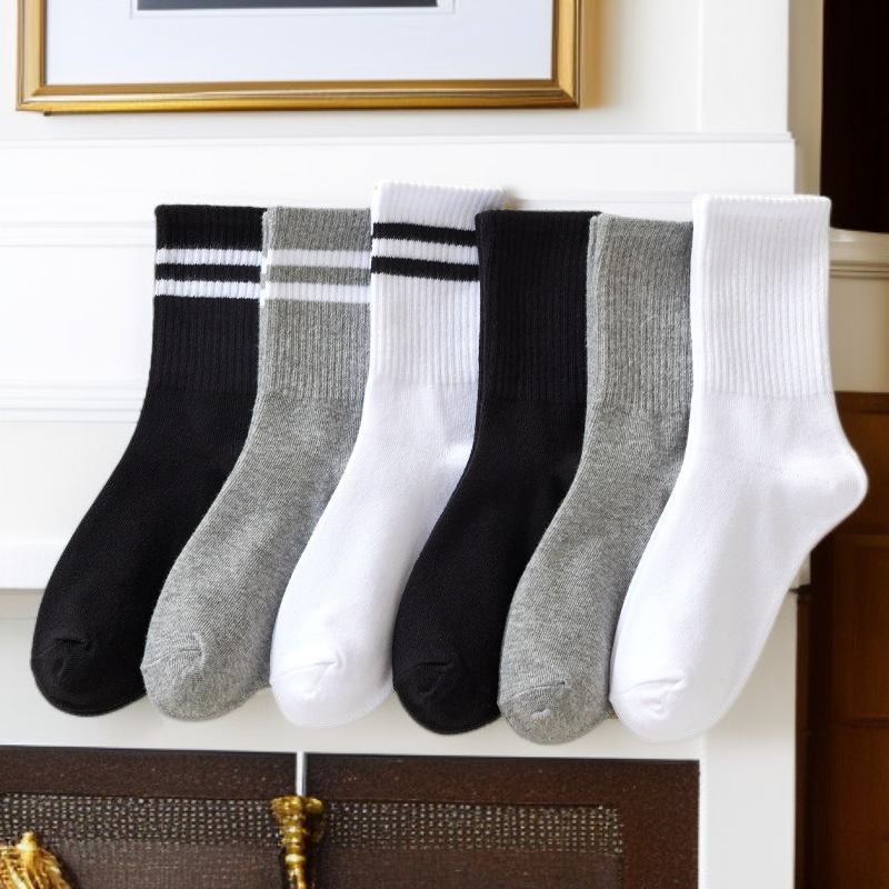 Zhuji ユニセックス ミドル丈速乾スポーツソックス 滑り止め ブラック