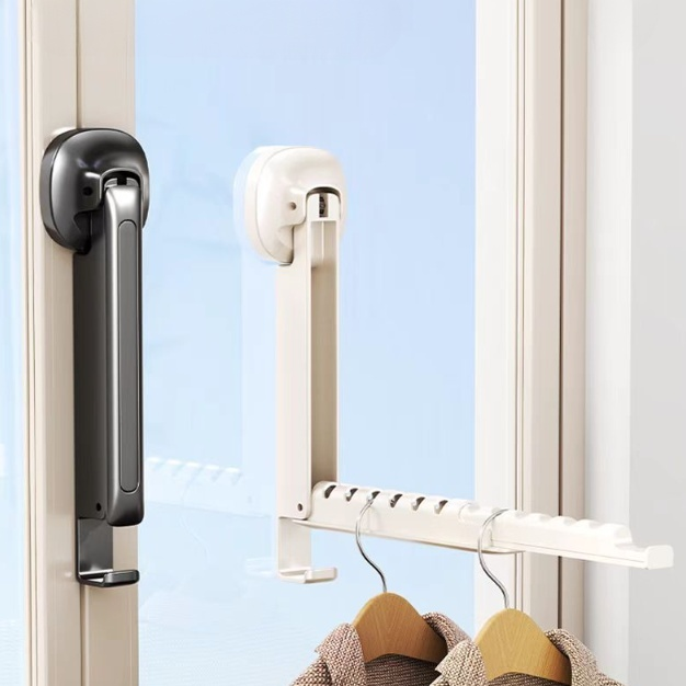 室內外可伸縮吸盤隱形折疊晾晒架