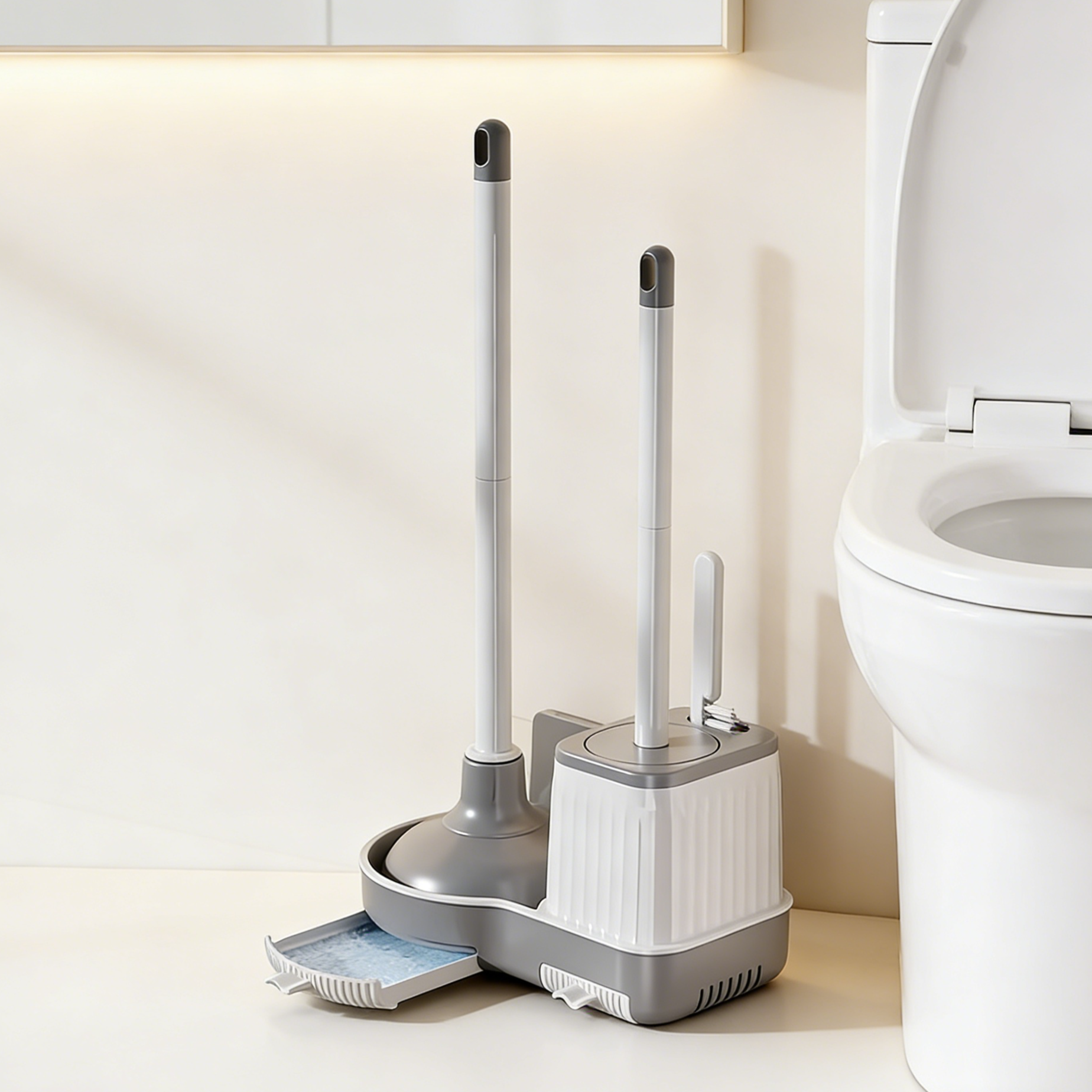 Household antibacterial and stain-removing wall-mounted toilet brush