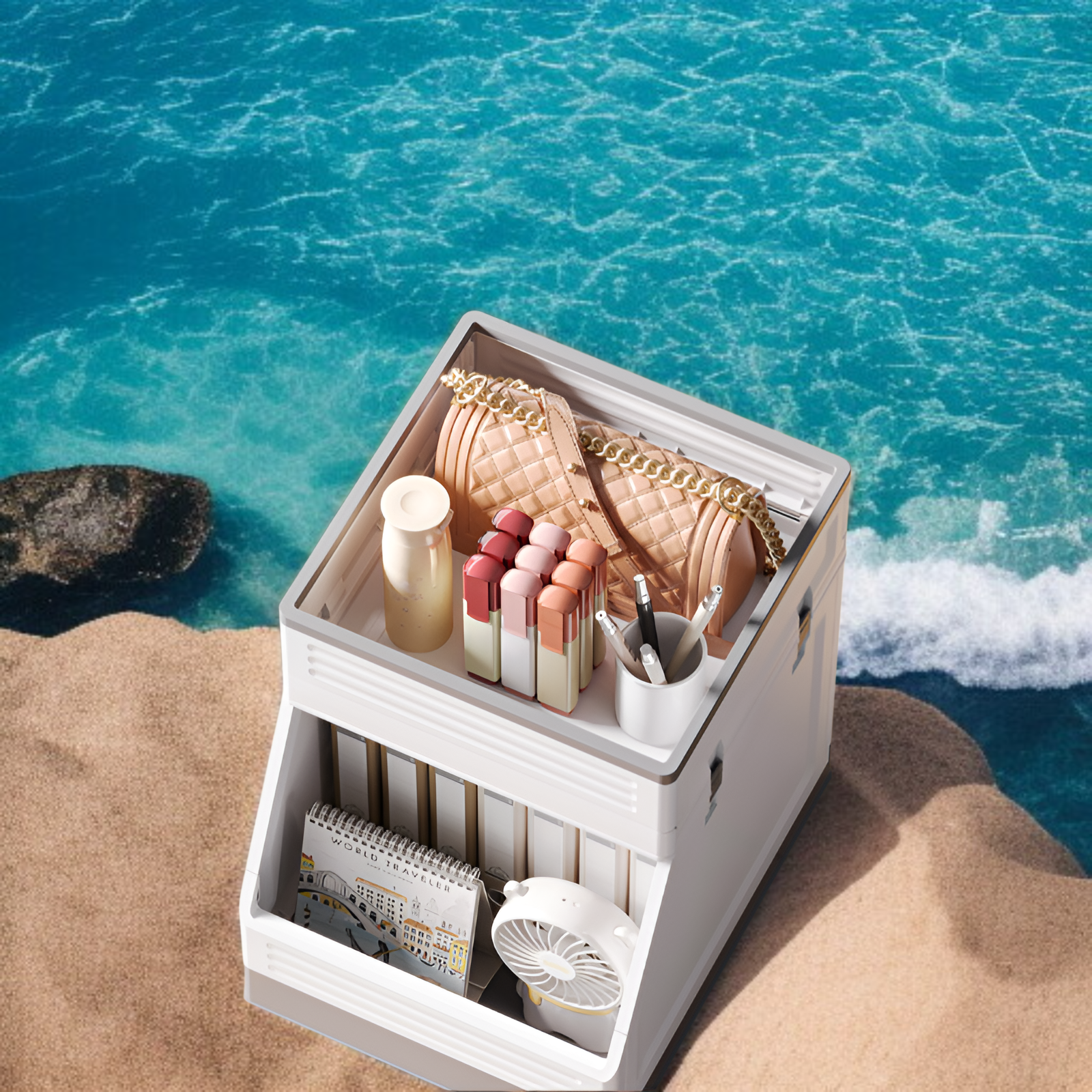 Faltbares Lagerregal unter dem Schreibtisch, Aufbewahrungsregal für Aktentaschen am Arbeitsplatz, do