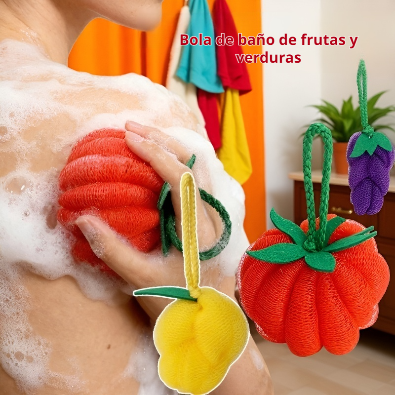 Esponja de baño grande con forma de verduras, súper suave y duradera
