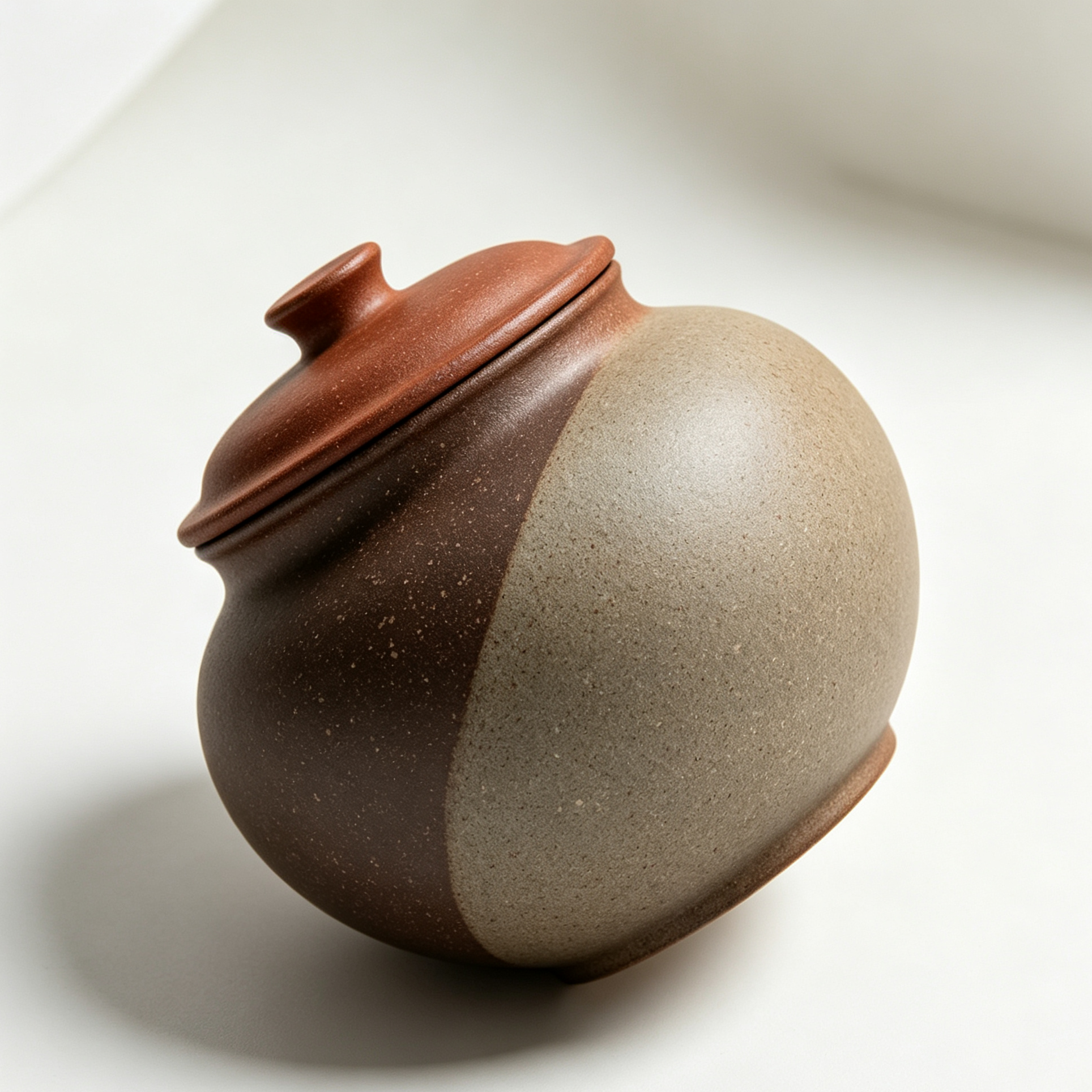 ツートンカラーの粗陶器製茶筒（2個セット）