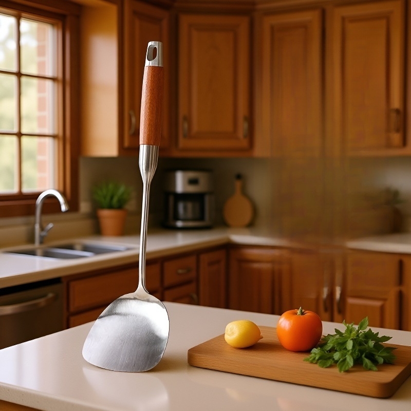 로즈우드로 만든 스테인리스 스틸 주방 주걱