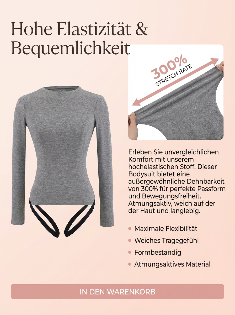 Damenfigurbetontes T-Shirt, einfarbig, langarm, Rundhalsausschnitt, modischer Look