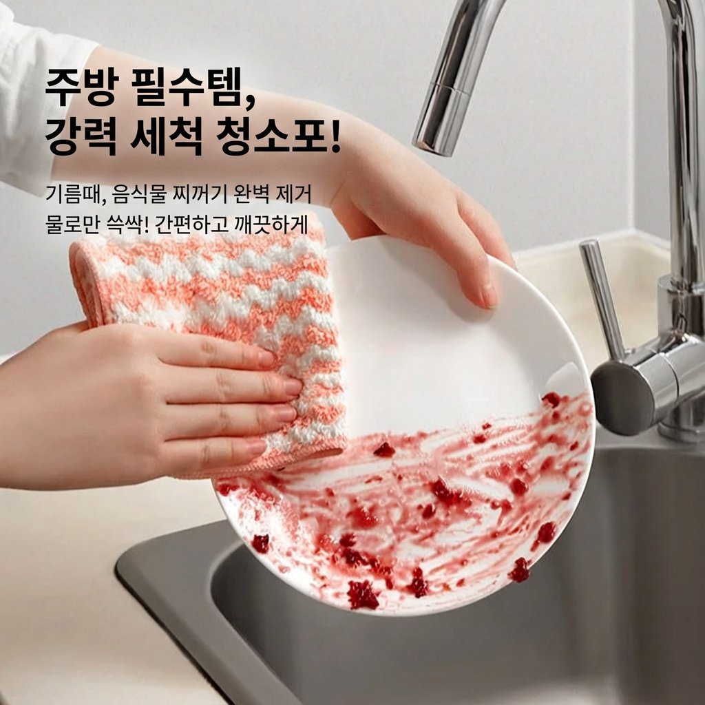 고흡수성,기름 제거도 거뜬한 오염제거용 행주