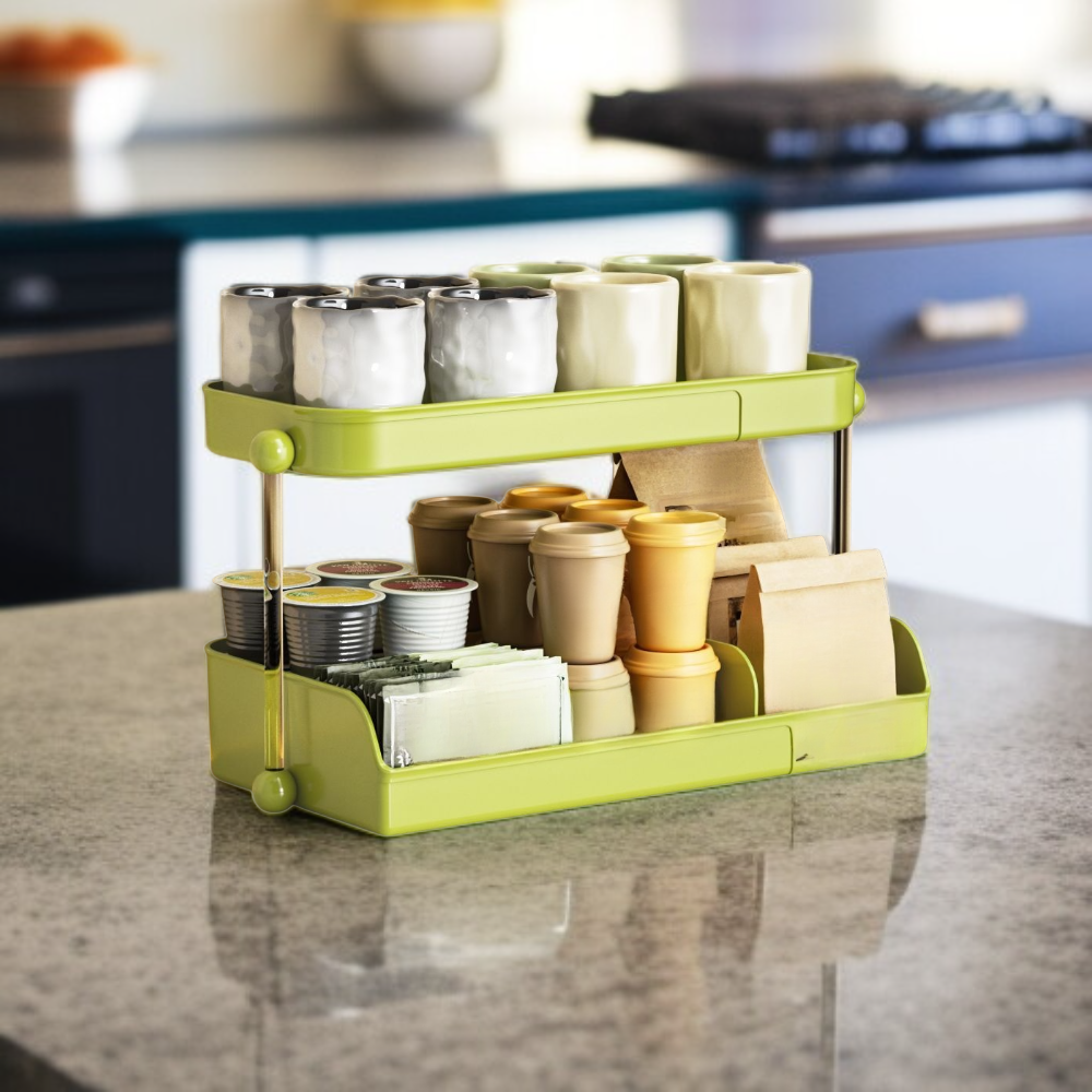 二層式デスクトップ収納ラック