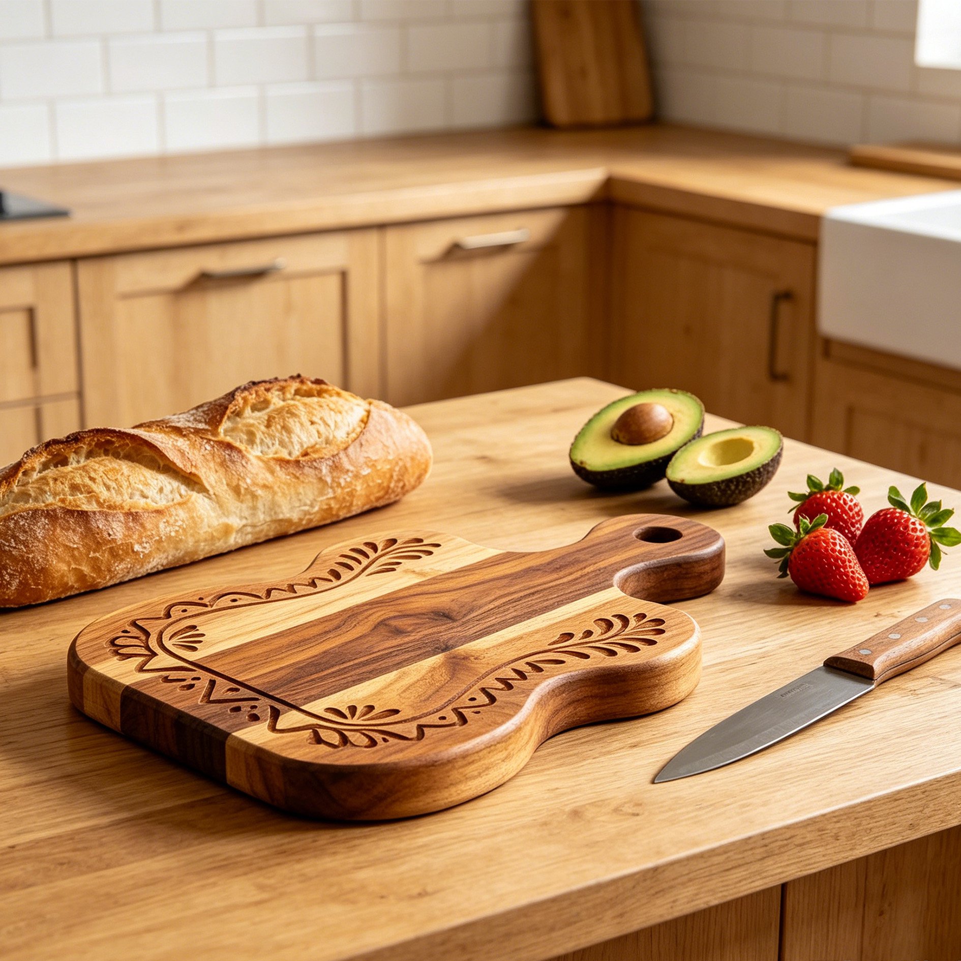 Solid wood cutting board (single-piece construction)