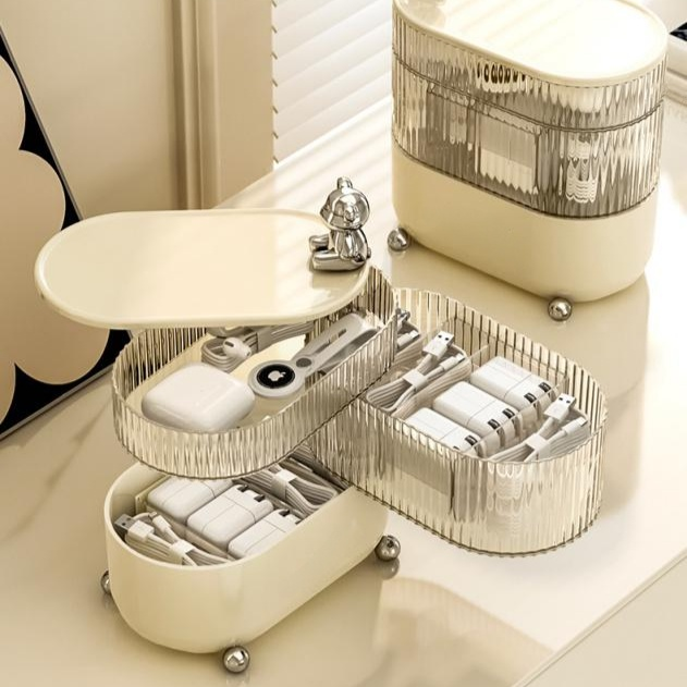 Multi-functional Desktop Earphone Organizer & Cable Winder Box