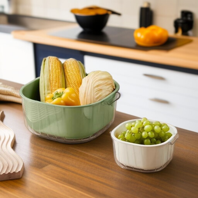 雙層瀝水洗菜盆水果籃