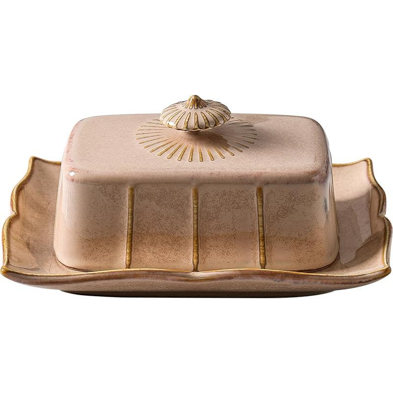 European-style ceramic butter box with lid