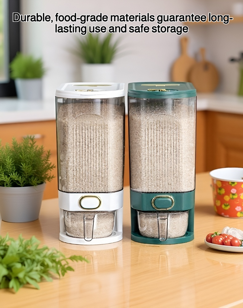 User pressing button to release rice from dispenser