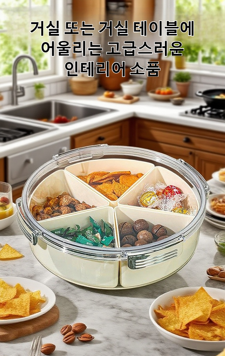 칸막이 있는 과일 스낵 보관 상자 전체 모습