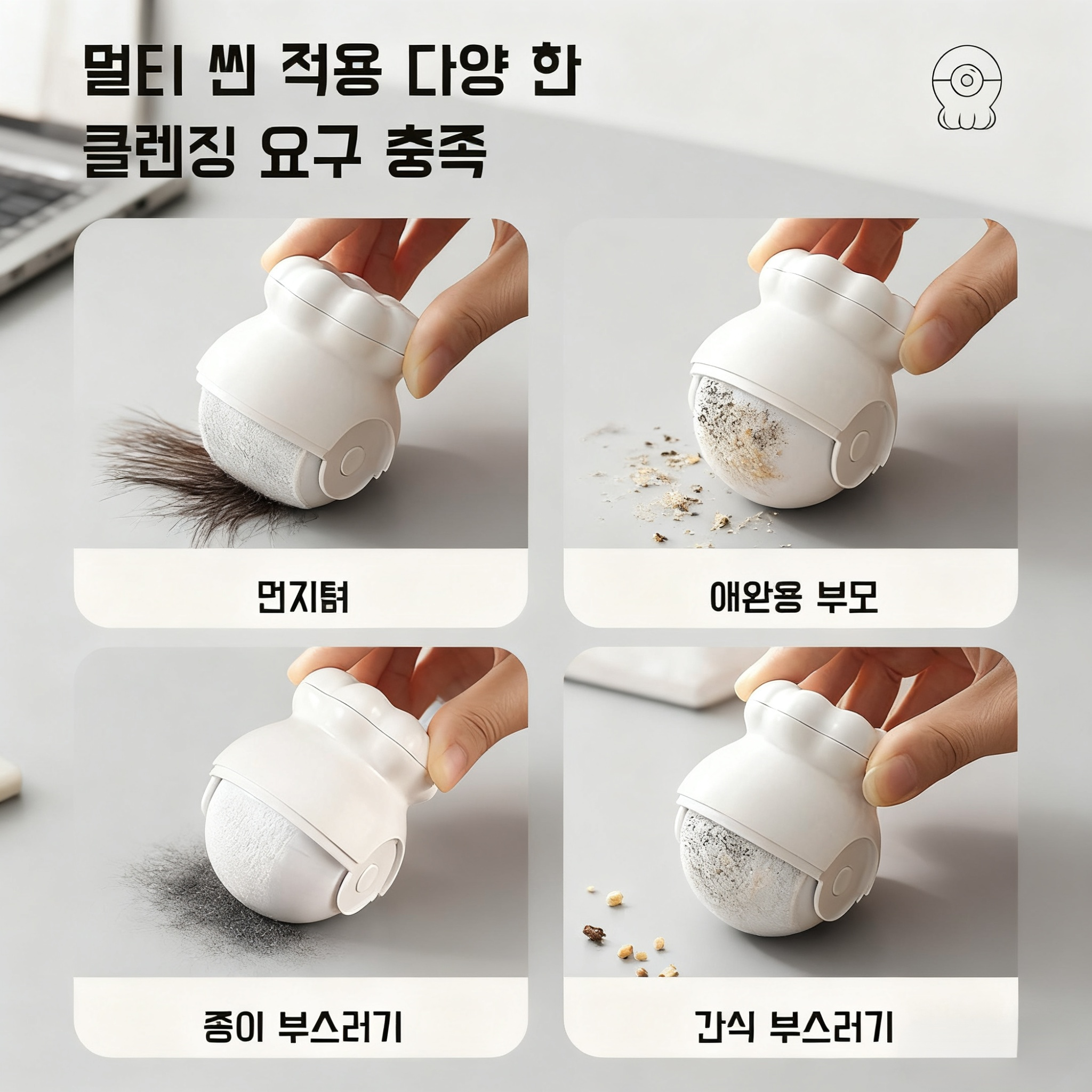 문어 모양 세탁 가능한 털 제거기, 반려동물 먼지 제거 마법 도구