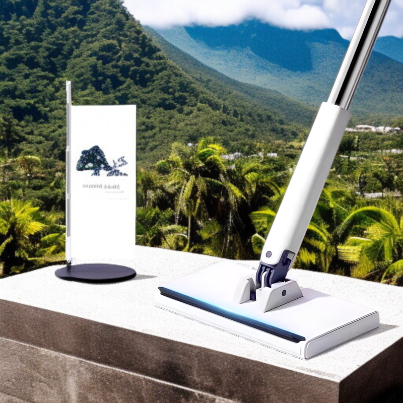 フロアワイパー 本体 1秒で着脱 ワンタッチモップ 2in1水切りワイパー 乾湿両用モップ 拭き掃除 雑巾ワイパー ベランダ 玄関 床 窓 フロア フローリング 掃除道具 使い捨てドライシート付き