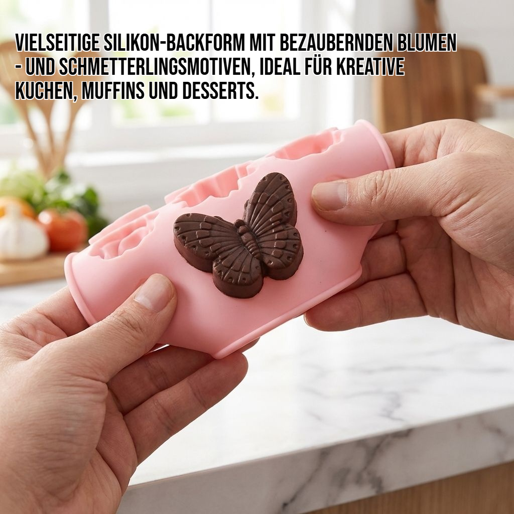 Silikon-Backform in Blumen- und Schmetterlingsform