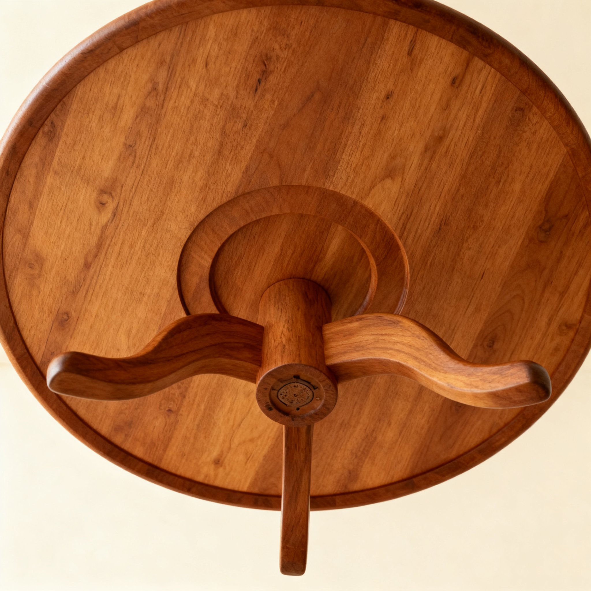 รายละเอียดพื้นผิวไม้แท้ของโต๊ะกลมสไตล์โมเดิร์น