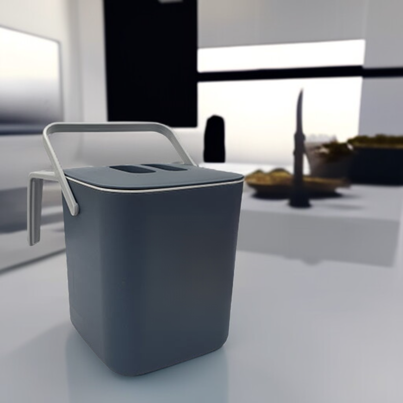 Cubo de basura para residuos orgánicos de 4L con asa ligera I-WON