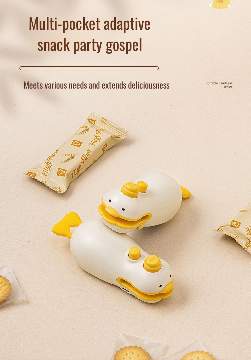 Close-up of Mini Household Snack Bag Sealer in action