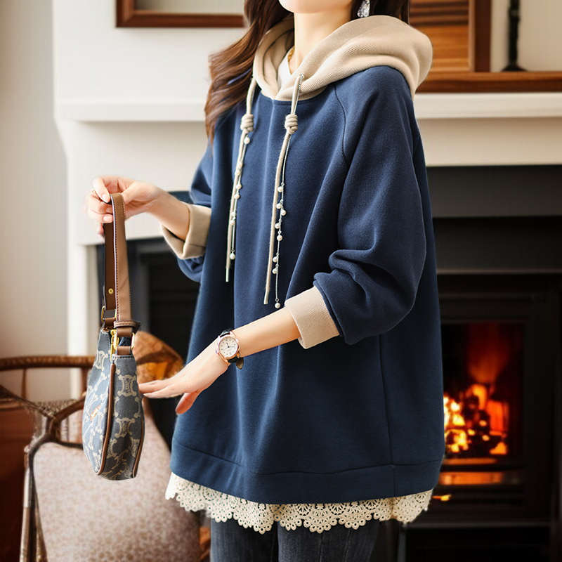 フード付きのパッド入りのセーターのジャケット緩い脂肪質の姉妹のセーターの女性大きいサイズの冬のセーター