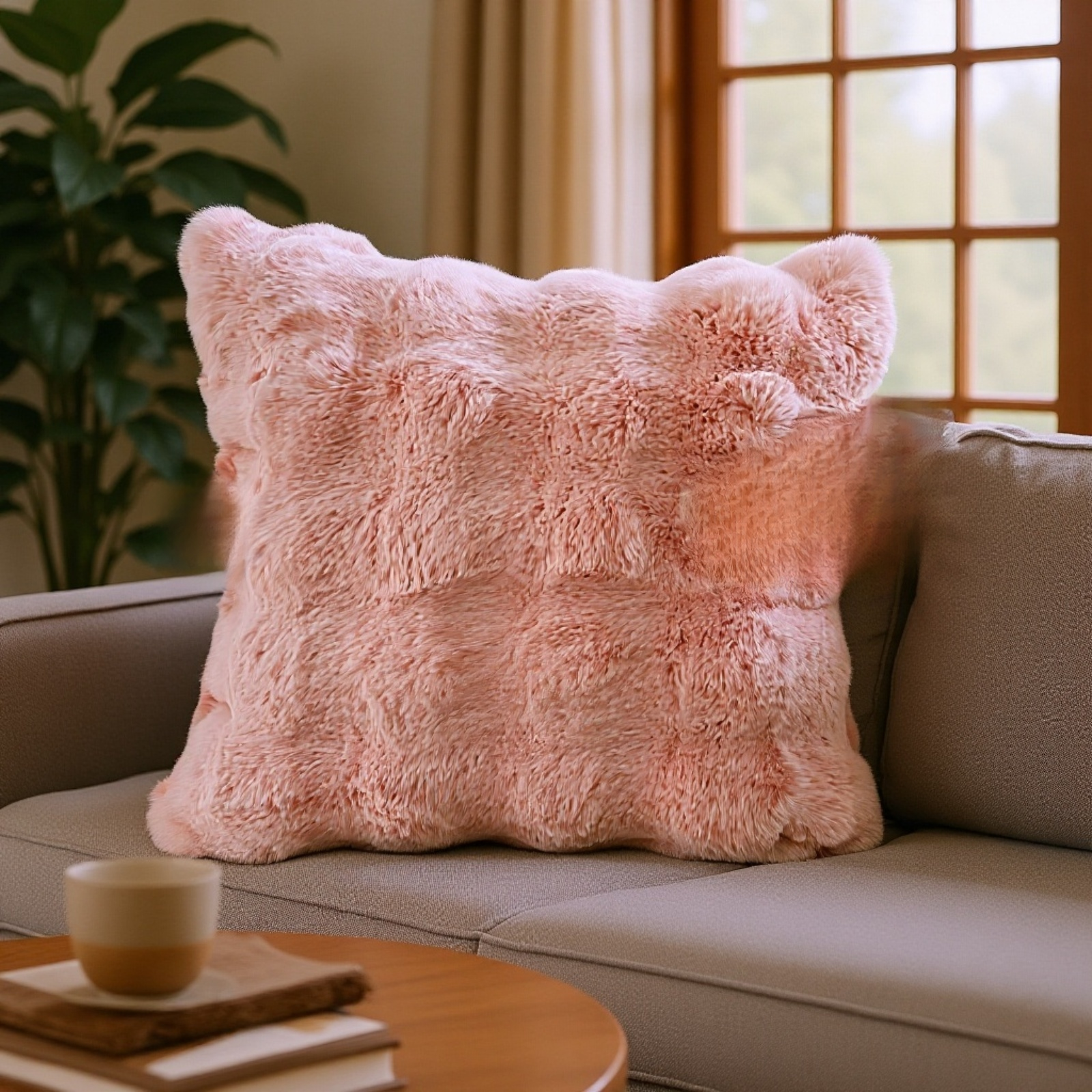 두꺼운 모조 토끼털 플러시 쿠션 커버 겨울 플러시 쿠션 [40x40/50x50/60x60CM] [쿠션