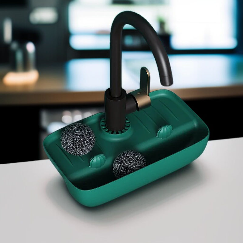 水龍頭防水滴瀝水收納架 水槽集水墊 防滑桌墊 廚房抹布海綿瀝水收納架