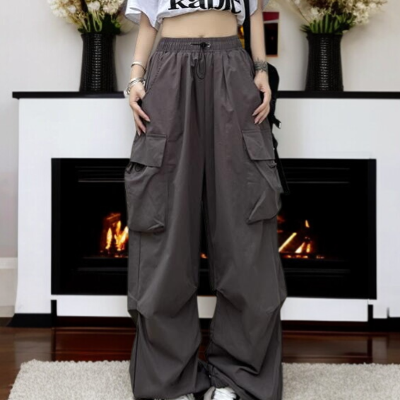 여름 와이드 팬츠 드롭 일자 조거 팬츠 캐주얼 팬츠 여 와이드 팬츠