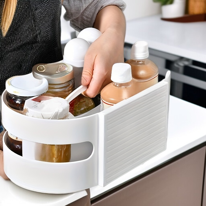 Household Rotating Organizer with Safety Pad for Seasoning, Beverage, and Beer