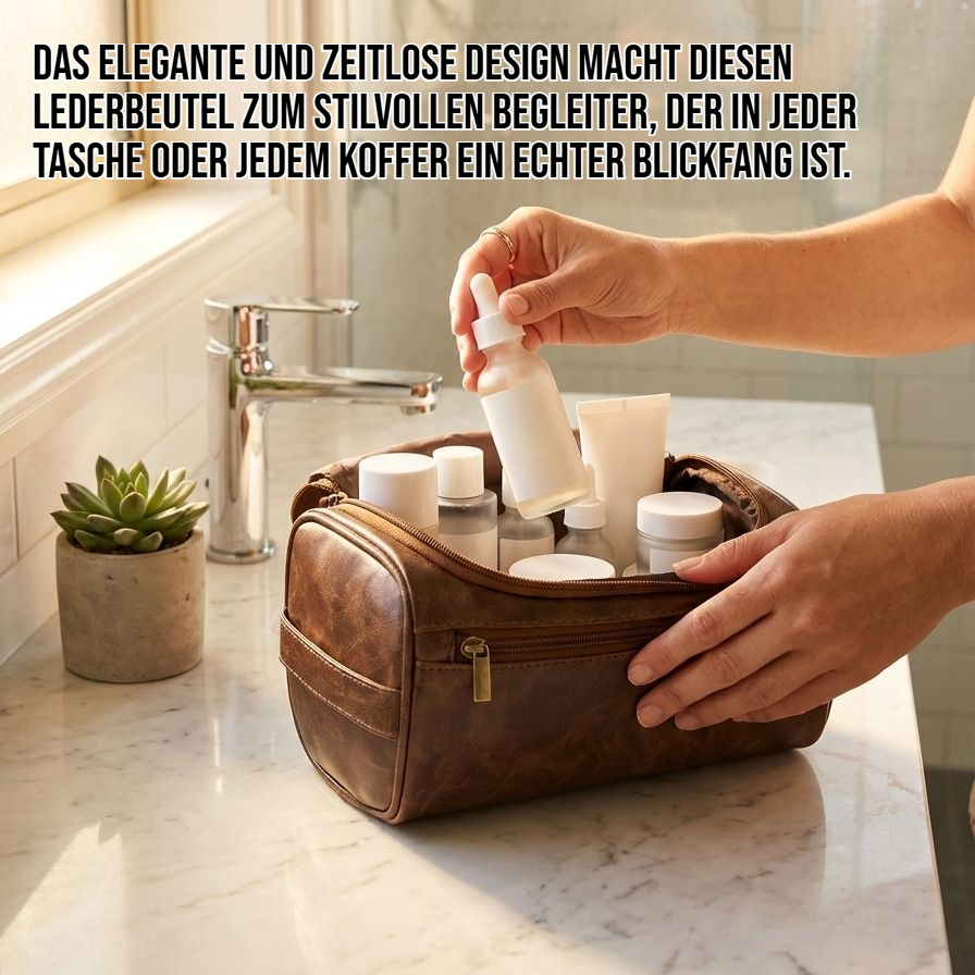 Hochwertiger Leder Kosmetikbeutel mit großem Fassungsvermögen