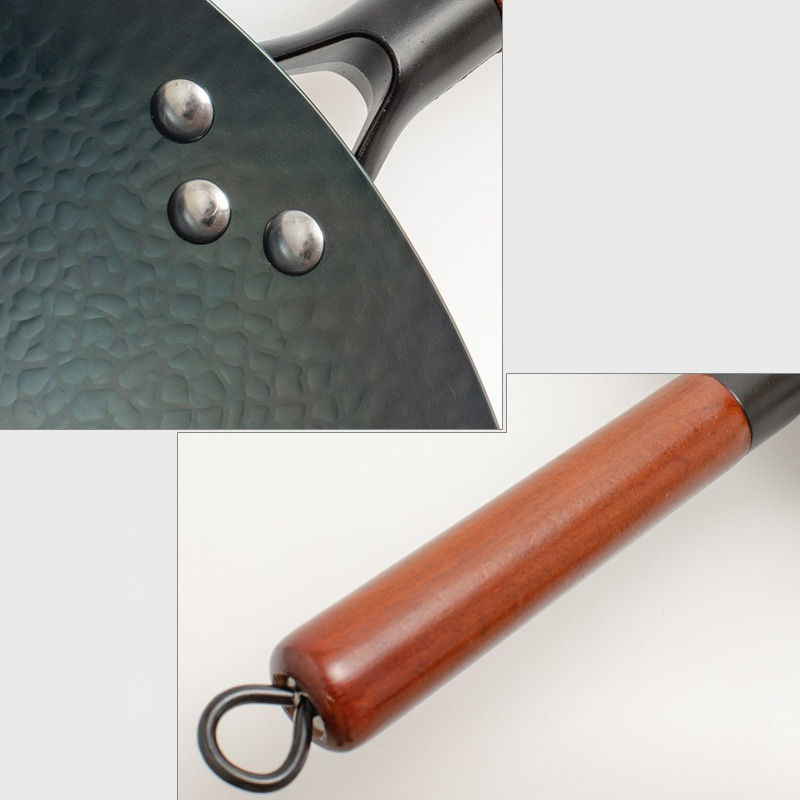 Uncoated round-bottomed iron wok