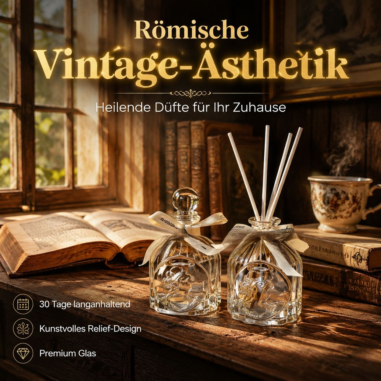 Glas Parfümflasche Raumduft Dekorationsflasche für Büro, Bad und Schlafzimmer