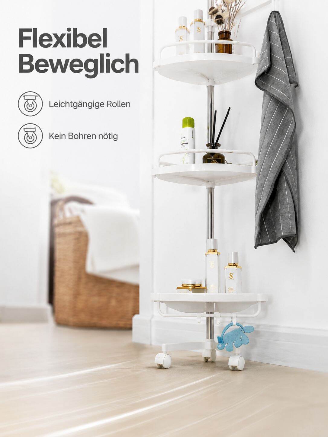 Badezimmer-Eckregal aus mehrschichtigem Edelstahl