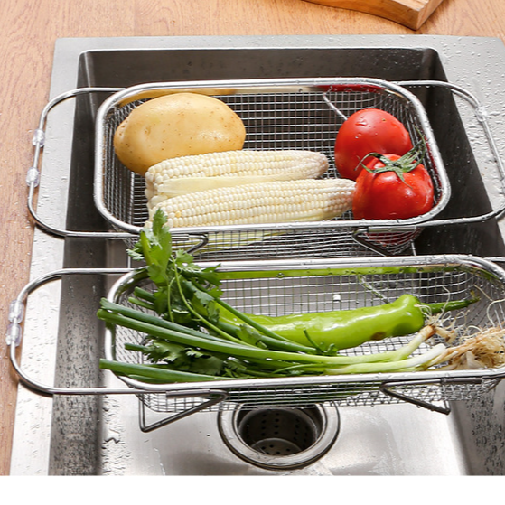 不鏽鋼伸縮果蔬瀝水籃 