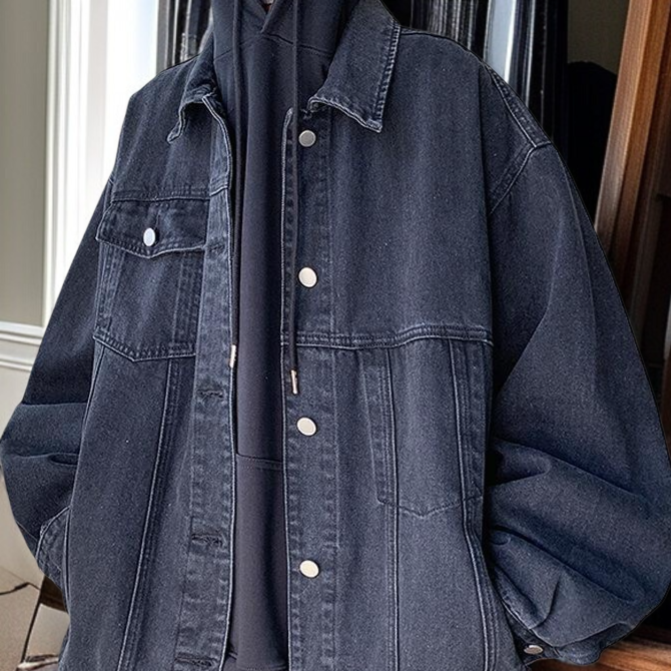 남자 카고 재킷 박시 데님 코트 카고 재킷 남자 데님 점퍼