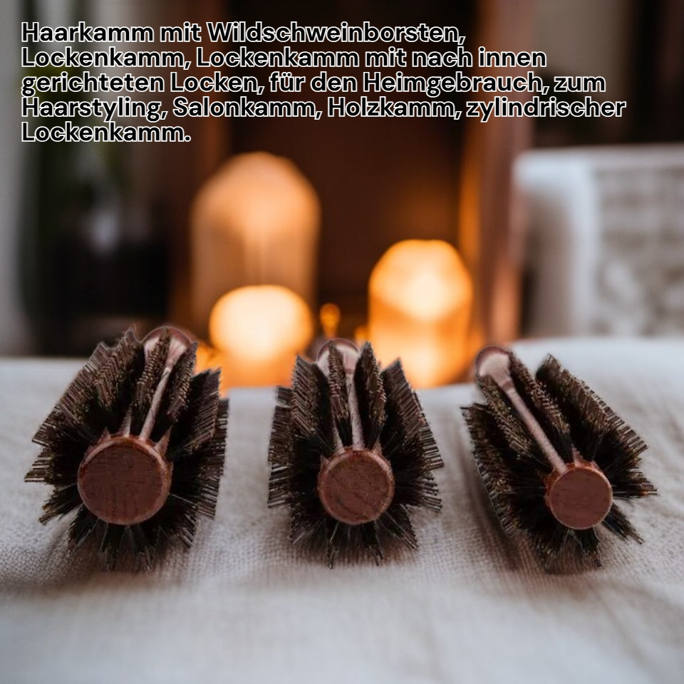 Haarrundbürste mit Wildschweinborsten, Stylingbürste zum Föhnen, Innenwellen und Volumen
