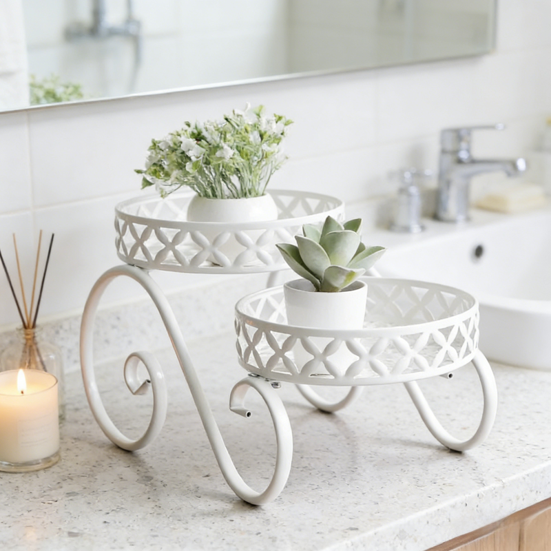 復古鐵藝花盆架高雅雙層花架